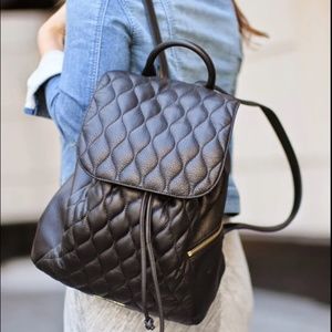 Vera Bradley Amy Quilted Leather Backpack in Black MRSP $258